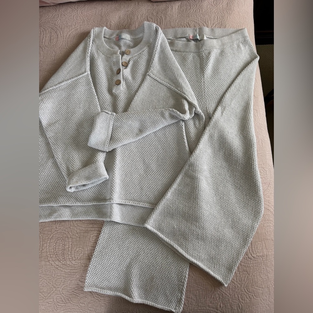 Free people waffle Knit Sweater and Pants Set